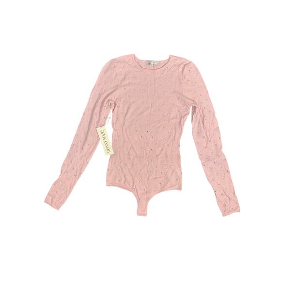 Ronny Kobo Tops - Ronny Kobo Knit Bodysuit Long Sleeve Rhinestone Embellished Going Out Party S